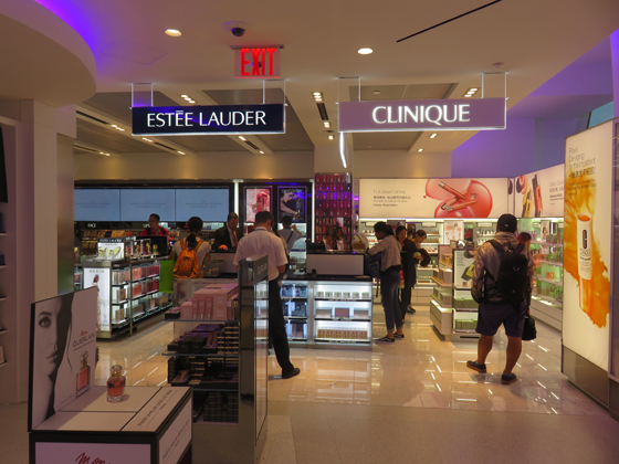 Estée Lauder and Clinique feature a separate entrance, distinct from the overall Beauty Store.