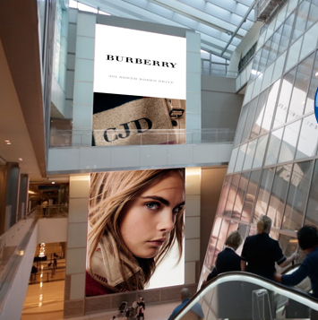Luxury brand Burberry was the first commercial media sponsor to use the 300-foot high digital Welcome Wall at the new Tom Bradley International Terminal at LAX.