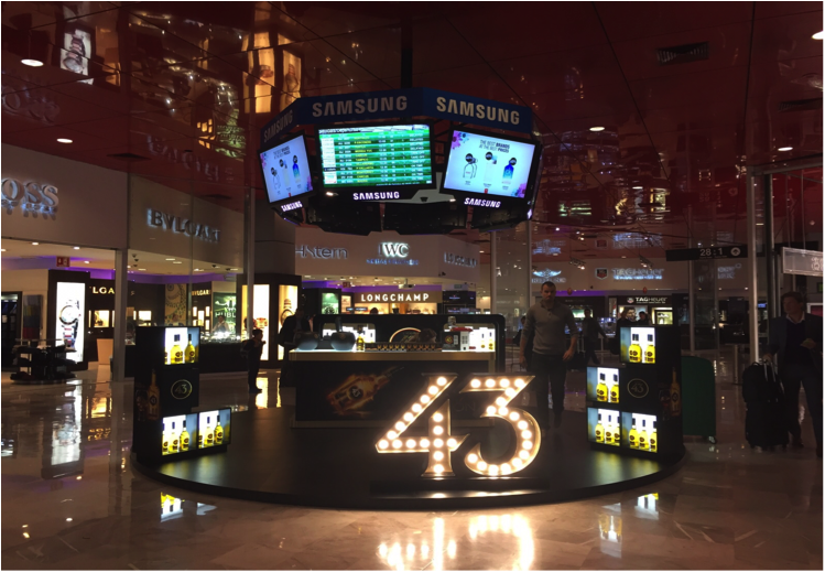 EWTRA featured Mexican favorite Licor 43 in the Rotunda at Mexico City Airport with Dufry in October.