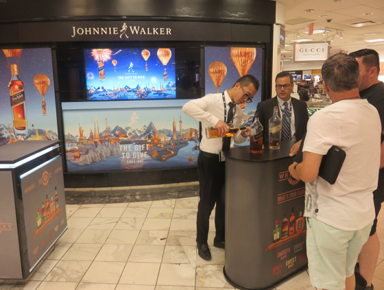 Space previously occupied by beauty brands across the corridor have been converted to Pop-Up areas, such as this tasting space for Johnnie Walker.