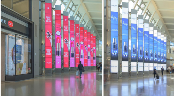 Lancôme increased event awareness with impactful digital screens at the entrance of the terminal, offline campaigns like bounce back tickets with China Southern Airlines and online campaigns designed to use social media platforms to inform travelers of the event.